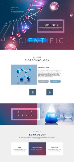 科学医学医药生物细胞基因DNA科技感网站网页UI专题PSD设计素材